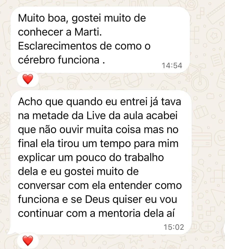Depoimento de Participante (Aula gratuita)